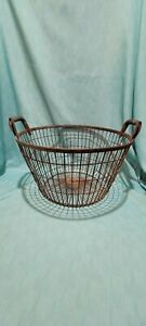 Sturdy Antique Large Wire Farmhouse Egg Gathering Basket From Germany