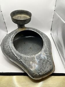 Antique Gray Graniteware Enamelware Bedpan With Funnel Vintage Medical Supply