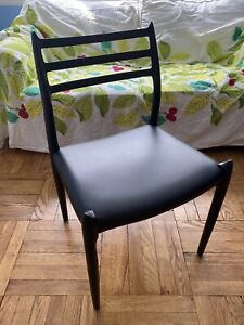 Moller Model 78 Side Chair Beautiful Rare Ebony Frame Black Leather Mint Cond