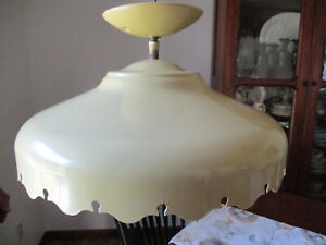 Vtg Mid Century Modern Gold Atomic Spaceship Lamp Metal Ceiling Light Fixture 15
