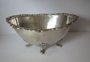 Antique Sterling Silver Ornate Applied Rim Footed Berry Bon Bon Bowl