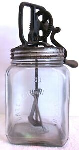 Antique Dazey Butter Churn 30 Gd Aged Condition Metal Paddle Glass Jar Usa Made