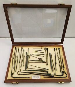 100 A D Antique Roman Ancient Surgical Tools Medical Collection W Display Case