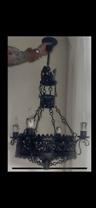 Antique Gothic European Chandelier With Ceiling Cap Black