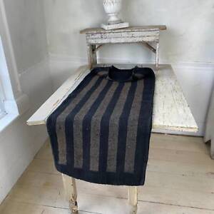 Black Grain Sack Antique Dyed Striped Linen Fabric Twill Weave Pillow Covers Up