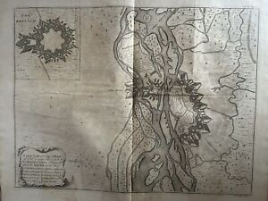 1736 Town Plan Of Breisach Germany Antique Map By Claude Du Bosc