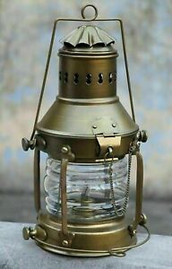 Nautical Marine Brass Boat Light Antique Hanging Oil Lamp Ship Anchor Lantern