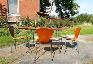 Vintage Danish Modern Teak Dining Set Jacobsen Fritz Hansen Style Chairs