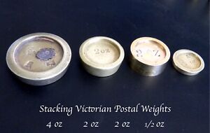 Antique Victorian Georgian Stacking Postal Weights 4 Set With Lots Of Character 