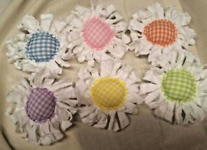 Primitive Flowers Bowl Fillers Gingham Checked Set Of Six Farmhouse