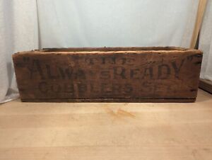Vintage Wood Box Crate The Always Ready Cobblers Set Centralia Il