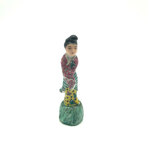 Antique Chinese Famille Rose Style Porcelain Female Small Figurine