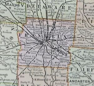Vintage 1901 Ohio Map 14 X22 Old Antique Original Cincinnati Cleveland Columbus