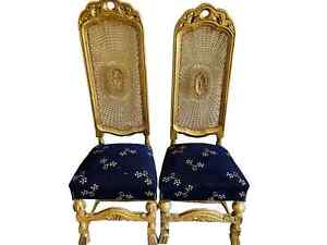 Chairs Hollywood Regency Gilded High Caned Back His And Hers Set Of Two 