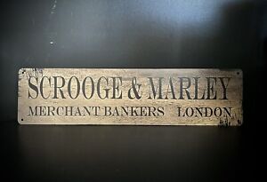 Scrooge Marley Bankers Vintage Style Advertising Metal Sign 16 X 4 Christmas