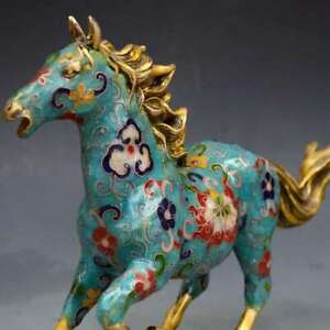 Rare Old Tibet Handmade Cloisonne Horse Statue