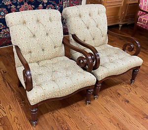 Nice Kravet Furniture Tufted Regency Style Fireside Lounge Chairs