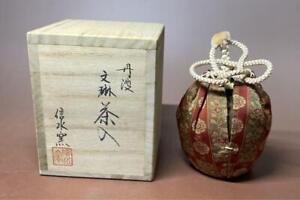 Tea Caddy Tanba Chaire Pottery Container Canister Japanese Tea Ceremony U 0516
