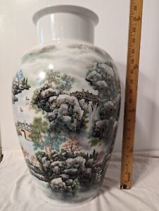 Large Tall Hand Painted Chinese Porcelain Vase