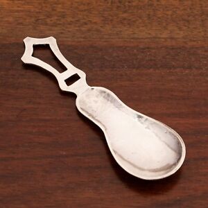 American Arts Crafts Sterling Silver Tea Caddy Spoon Hand Hammered Openwork