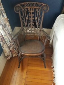 Ornate Wicker Rocking Chair Heywood Bros Wakefield Co 1897 Paper Label