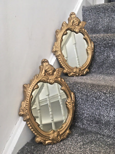 1 Vintage French 60 S Gold Plaster Cherub Angel Neoclassical Mirror Baroque 50 S