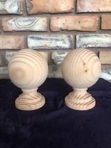 Newel Post Finial Pine Wood Unfinished Top 3 3 8 Inch Ball Set Of Two 