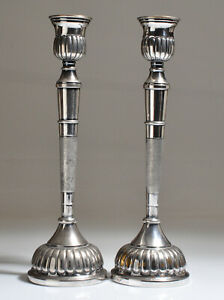 Vintage Pair Set 2 Silverplate Candelabras Candlesticks Hallmarked 13 Tall