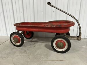 Vintage Red Patina Mercury Wagon Metal Pull Wagon 1940 S Antique Cart