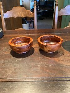 Pair Of Very Nice American Burl Wood Maple Bowls