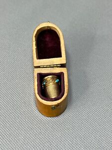 Antique Carl Faberge London 14k 56 Gold Turquoise Sewing Thimble Windsor Palace