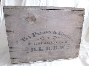 Antique Late 1800 S Van Peenen Geukes Wooden Advertising Crate Kalamazoo Rare