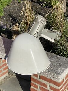 Nos Vintage Steber Light Fixture W White Enamel Shade Pole Mounting Bracket