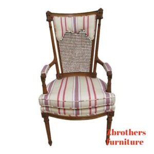 Baker Furniture French Regency Fireside Cain Back Arm Lounge Chair A