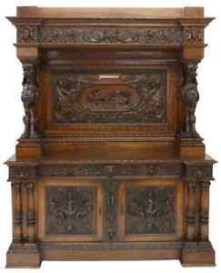 Antique Sideboard Italian Renaissance Revival Exceptional Foliates 1800s 