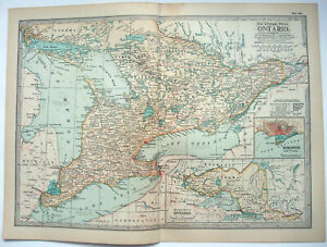 Ontario Canada Original 1902 Map By The Century Company Antique