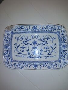 Antique Dresden Pattern Blue And White Tray 7 3 4 X 5 1 2 Over 100 Yrs Old 