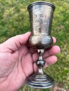 Old Antique Russian Silver 875 84 Yiddish Cup Judaica Hallmarked Kiddish Kuddish
