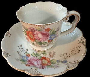 Vintage 1940 S Small Cup Saucer Set Made In Occupied Japan