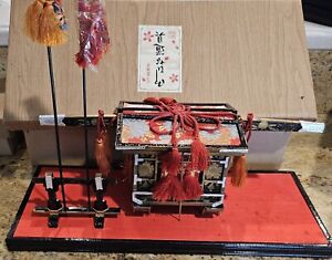 Vintage Japanese Hina Doll Furniture Carriage Palanquin Stand Lacquer W Box