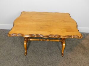 Vtg 1950 Antique Regency Scalloped Solid Maple Coffee Table 28x18x17 5 Beautiful