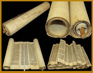 Torah Scroll Bible Vellum Manuscript 200 Yrs Old Yemen Complete Genesis 