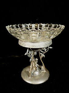 Extremely Rare Signed Racine Silver Plate Cherub Dolphin Centerpiece Bowl 1875