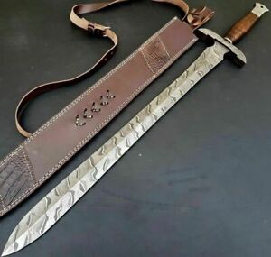 Sword Handmade Damascus Steel Sword 32 Inches Viking Sword Full Tang With Sheath