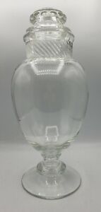 Antique 1800s Apothecary Clear Glass Candy Jar Store Display 13 W Lid Tiffin 