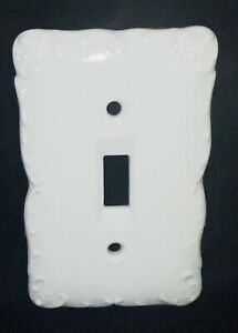 Vintage White Hand Painted Porcelain Switch Plate Cover Made In Japan