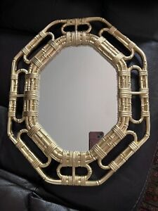 Vintage Wall Mirror Gold Bamboo Style Frame By Homco