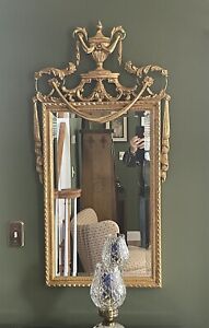 Empire Style Beveled Carved Gilt Gold Mirror 47 Tall 24 Wide