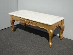 Vintage French Louis Xvi Style 14 H Gold Console Table With White Marbletop