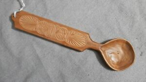 Chip Carved Spoon Folk Art Treenware Wood Primitive Signed Vintage
